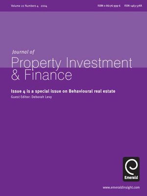 cover image of Journal of Property Investment & Finance, Volume 22, Issue 4
